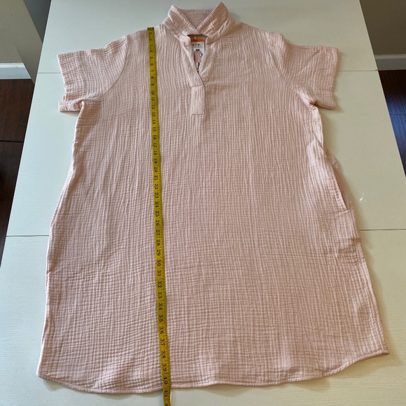 Three Dots Double Gauze 100% Cotton Shirt Dress Light Pink Sz XXL - Picture 12 of 12